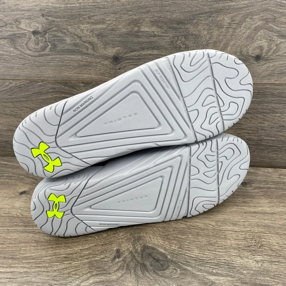 Under Armour Storm Proof Mens Grey Lime Green Slip On Boots 3026906-101 Size 10